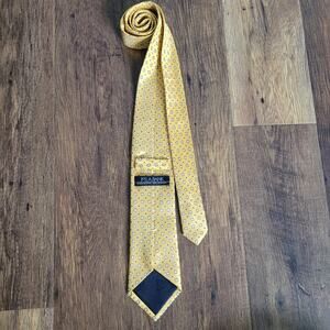 Joseph A Banks Executive Collection 100% Silk Yellow Navy Blue White Men's Tie